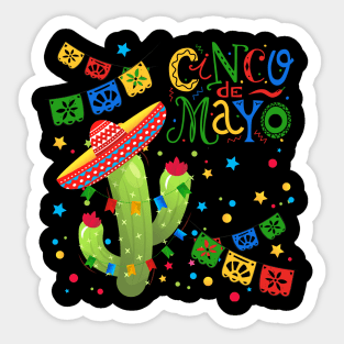 Cinco De Mayo Fun colorful celebration fifth may Mexican style cactus in Sombrero Sticker